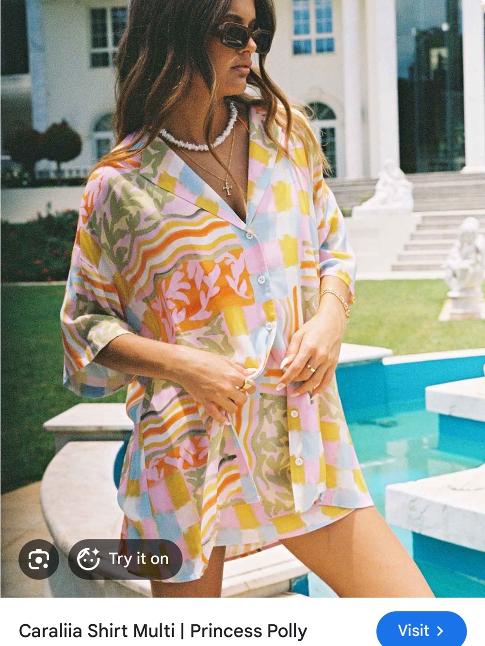 Princess Polly Pastel Multi Print Button-Up Shirt